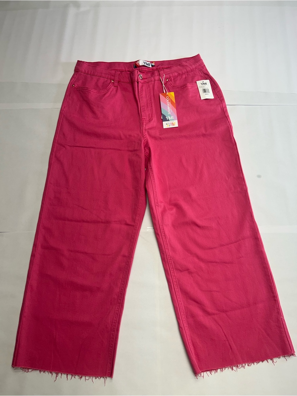NWT YMI Freckled Poppy Colorwave Cropped Wide Leg Pants Barberry Pink Size XL